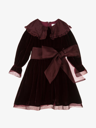 Petite Amalie Burgundy red velvet dress at Collagerie