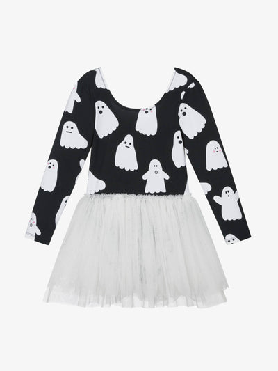 Stella McCartney Kids Girls black & white ghost print dress at Collagerie