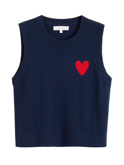 Chinti & Parker Navy merino heart breton tank at Collagerie