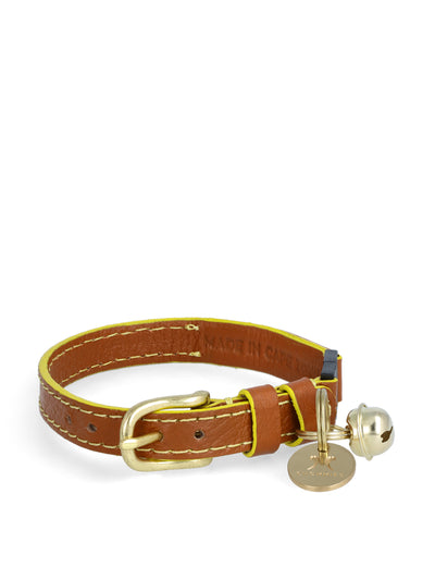 Chommies Adjustable quick-release leather cat collar at Collagerie