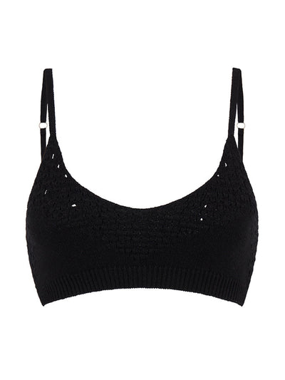 Cashmere in Love Black crochet cashmere bralette at Collagerie