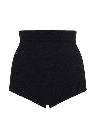 Cashmere in Love Black crochet cashmere shorts at Collagerie