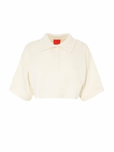 Cashmere In Love Cropped cashmere polo jumper at Collagerie