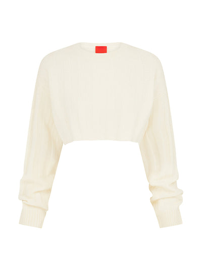 Cashmere in Love Ivory cropped cashmere jumper at Collagerie