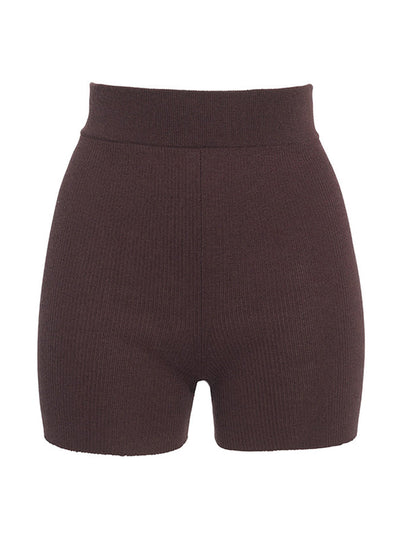 Cashmere in Love Alexa fine mini dark brown biker short at Collagerie