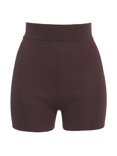 Cashmere in Love Alexa fine mini dark brown biker short at Collagerie