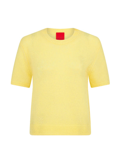 Cashmere in Love Yellow fine-knit cashmere t-shirt at Collagerie