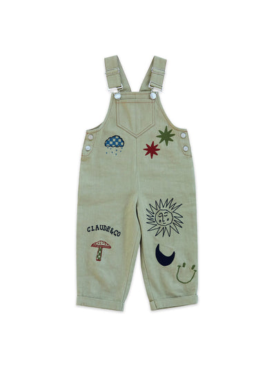 Claude and co Piper embroidery dungaree olive at Collagerie