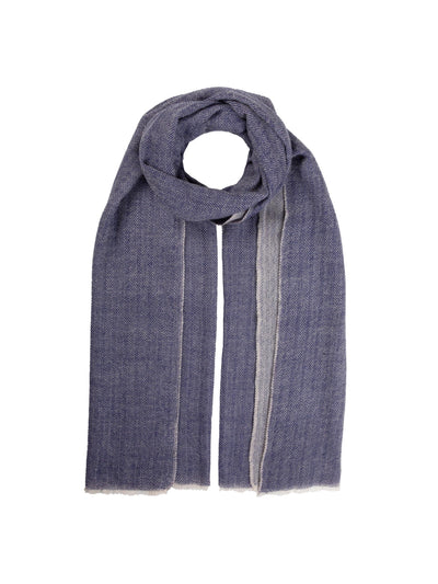 cleverly wrapped Blue herringbone scarf at Collagerie