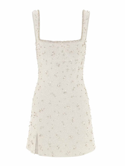 Clio Peppiatt White crystal mini dress at Collagerie