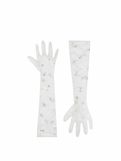 Clio Peppiatt White crystal pearl gloves at Collagerie