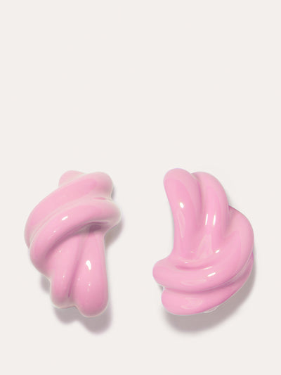 Completedworks Pink enamel and recycled silver earrings at Collagerie