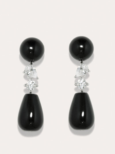 Completedworks Tarn black onyx and zirconia recycled silver earrings at Collagerie