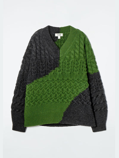 Cos Abstract cable-knit merino wool jumper at Collagerie