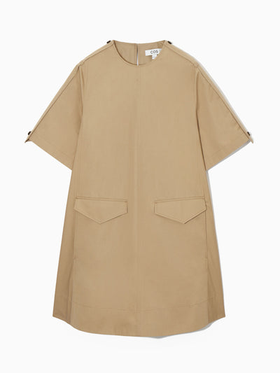 Cos A-line utility mini dress in beige at Collagerie