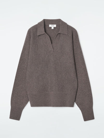 Cos Batwing-sleeve wool polo jumper at Collagerie