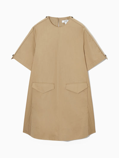 Cos Beige utility mini dress at Collagerie