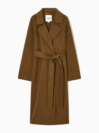 Cos Belted double-faced wool coat at Collagerie