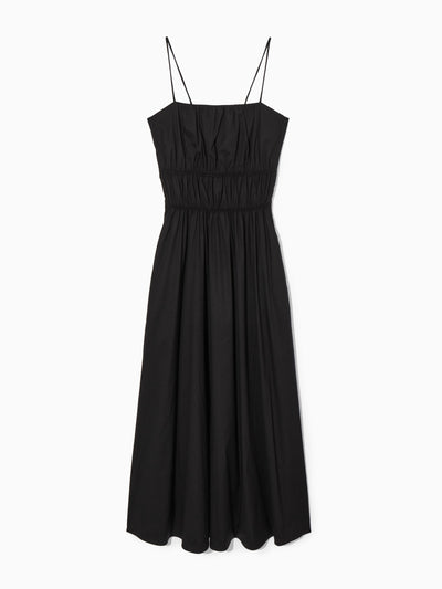 Cos Black gathered midi dress at Collagerie