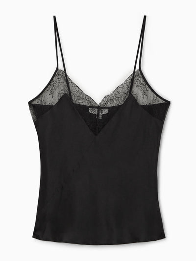Cos Lace-trimmed silk cami top at Collagerie