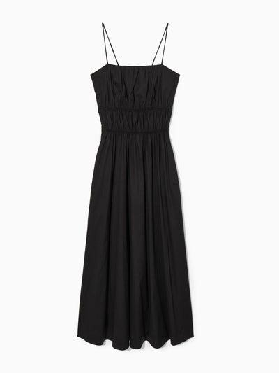 Cos Black gathered bustier midi dress at Collagerie