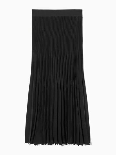 Cos Black pleated midi skirt at Collagerie