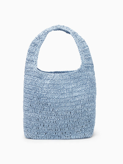 Cos Blue raffia shoulder bag at Collagerie