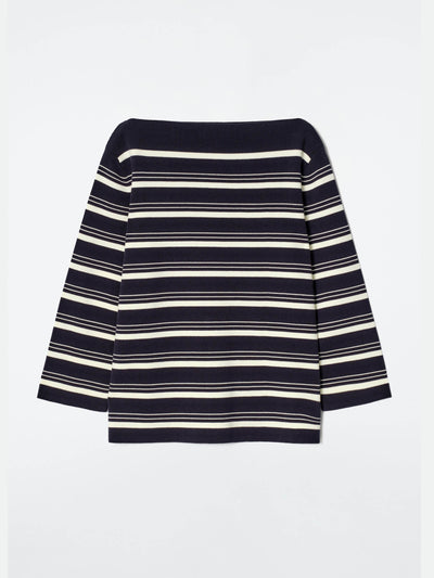 Cos Boat-neck striped cotton jumper at Collagerie
