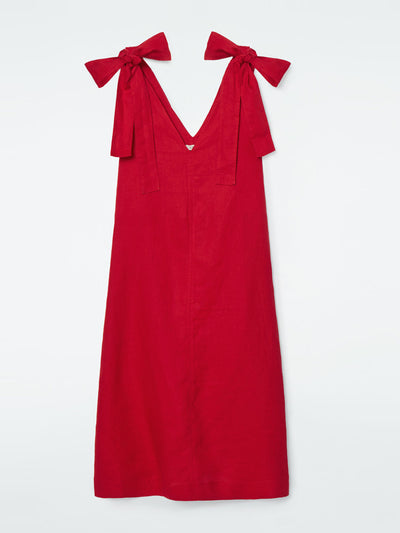 Cos Bow-detail linen midi dress at Collagerie