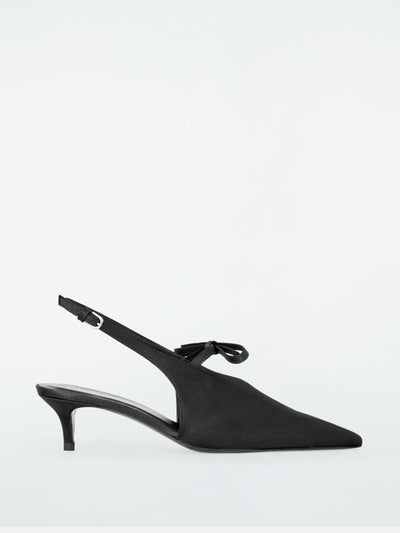 Cos Bow-detail pointed satin slingback pumps at Collagerie