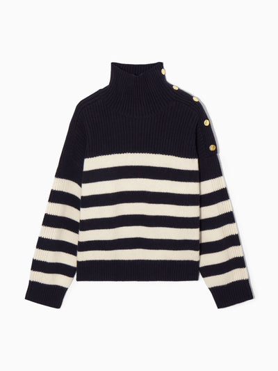 Cos Button-embellished striped wool jumper at Collagerie