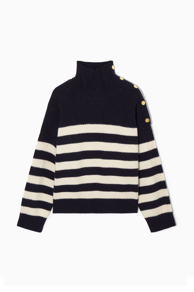 Cos Button-embellished striped wool jumper at Collagerie