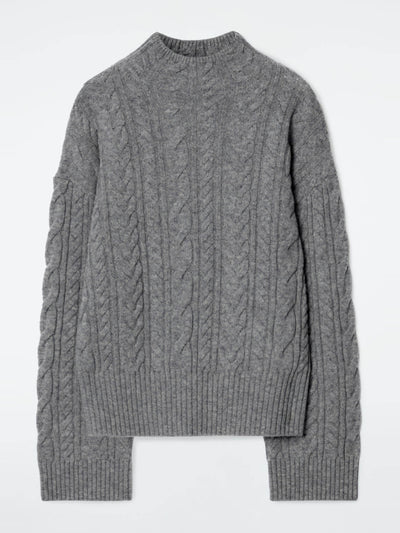 Cos Cable-knit wool funnel-neck jumper at Collagerie