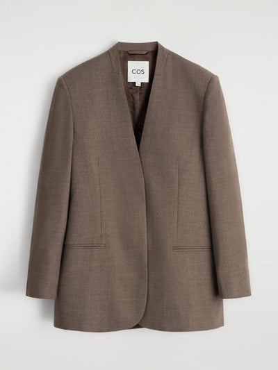 Cos Collarless wool-blend blazer at Collagerie