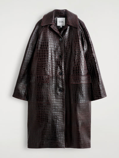 Cos Croc-effect leather coat at Collagerie