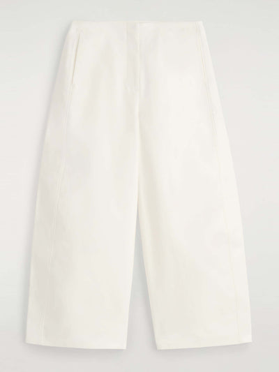 Cos Cropped barrel-leg cotton trousers in white at Collagerie