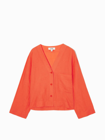 Cos Cropped v-neck linen shirt at Collagerie