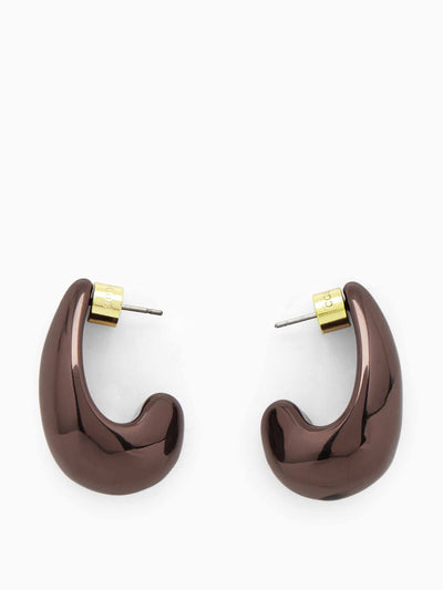 Cos Brown curved teardrop earrings at Collagerie