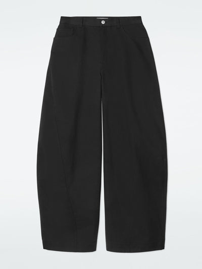 Cos Deconstructed cotton barrel-leg trousers at Collagerie