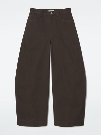 Cos Deconstructed cotton barrel-leg trousers at Collagerie