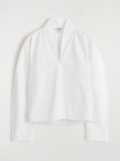 Cos Draped-collar cotton blouse at Collagerie