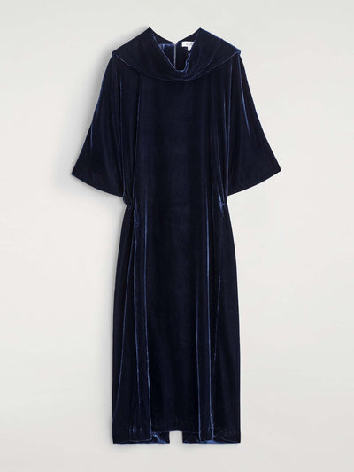 Cos Draped-neck velvet midi dress at Collagerie