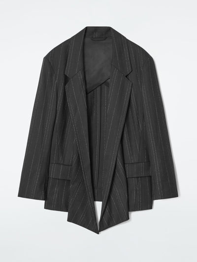 Cos Regular draped pinstriped blazer at Collagerie