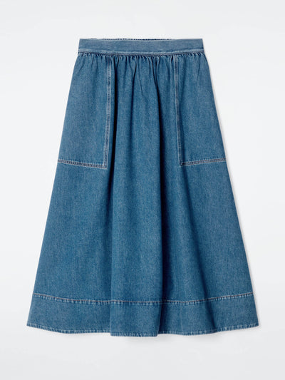 Cos Elasticated denim midi skirt at Collagerie