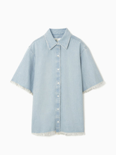Cos Frayed short-sleeved denim shirt at Collagerie