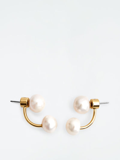 Cos Freshwater pearl droplet stud earrings at Collagerie