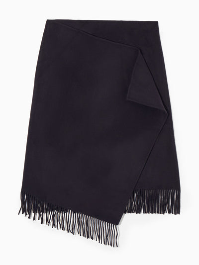 Cos Fringed wool midi wrap skirt at Collagerie