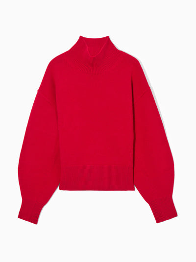 Cos Funnel neck waisted wool jumper at Collagerie