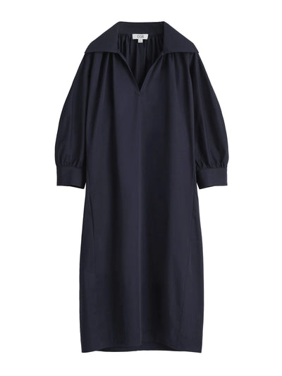 Cos Gathered cotton midi shirt dress at Collagerie