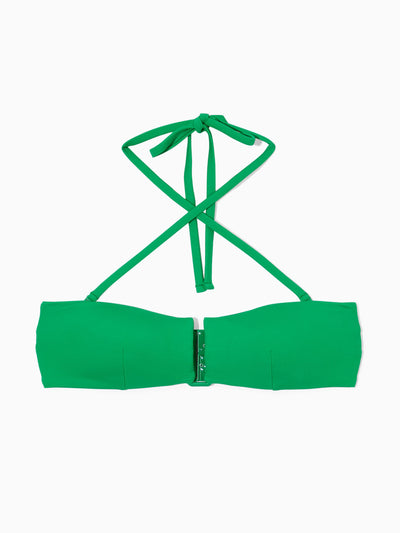 Cos Green halterneck bandeau bikini top at Collagerie